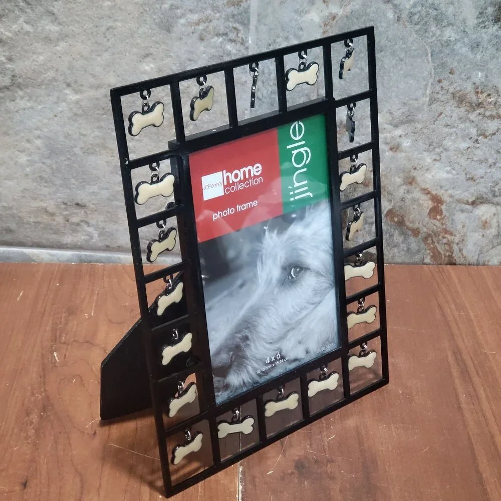 Home Collection Photo Frame Jingle Dog Bone Charms 4 x 6 Metal Picture Frame